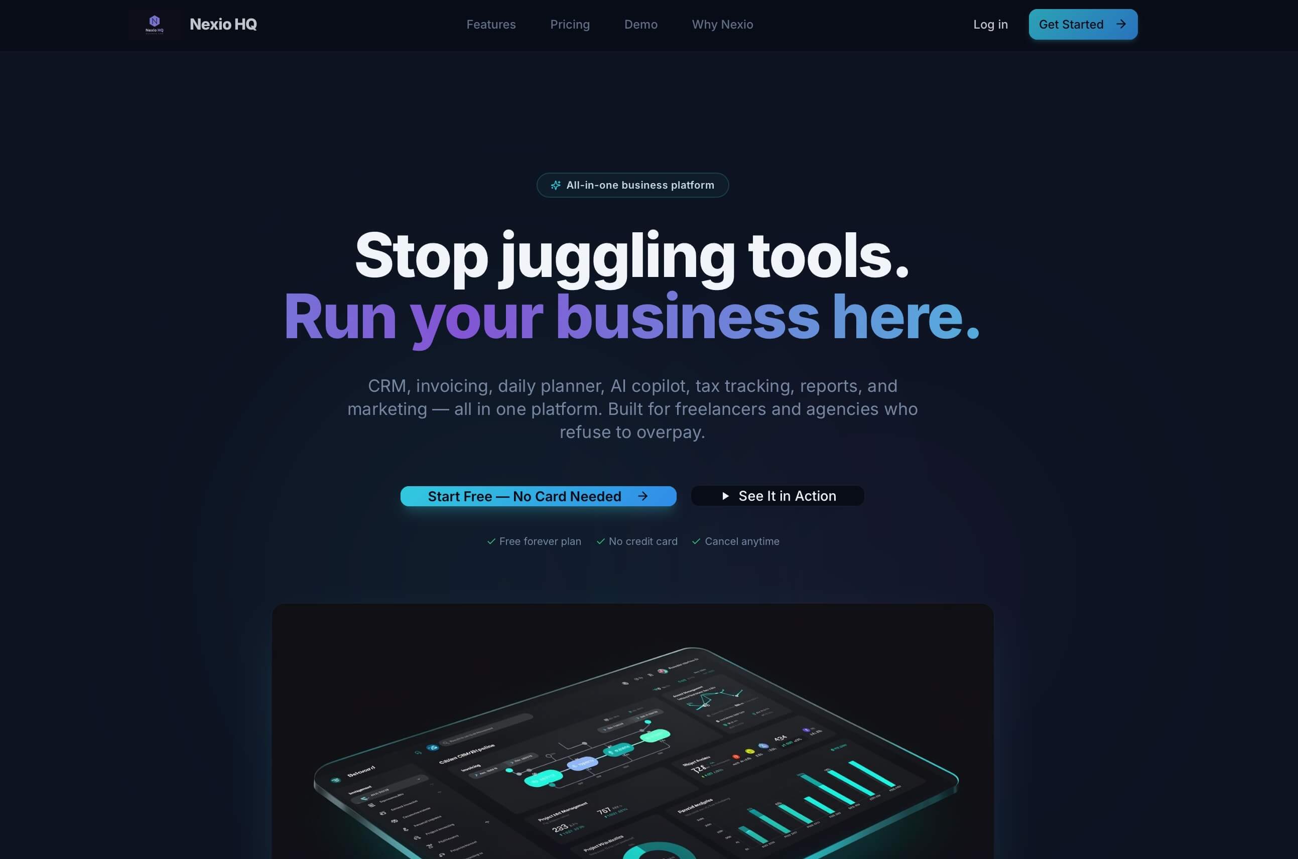 NexioHQ website screenshot