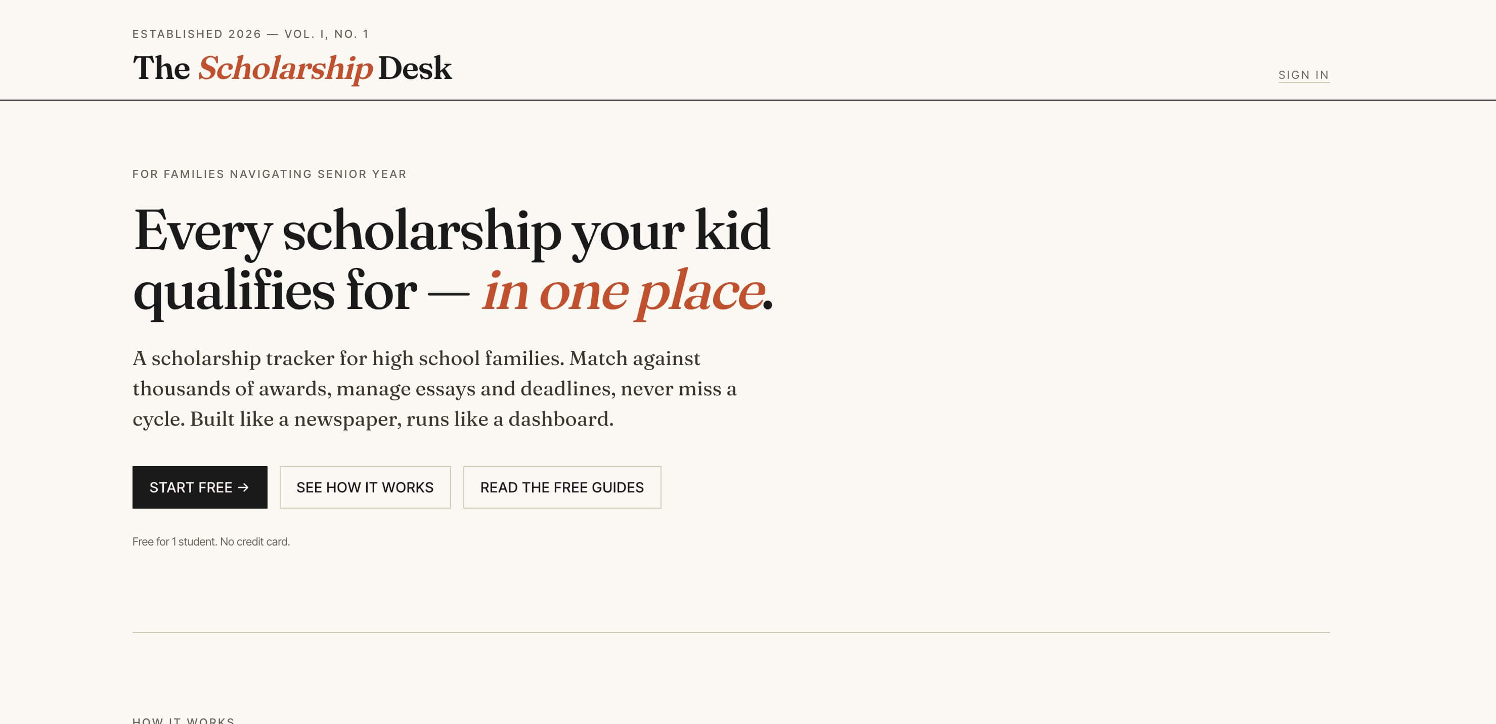 The Scholarship Desk website screenshot